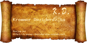 Kremmer Dezideráta névjegykártya